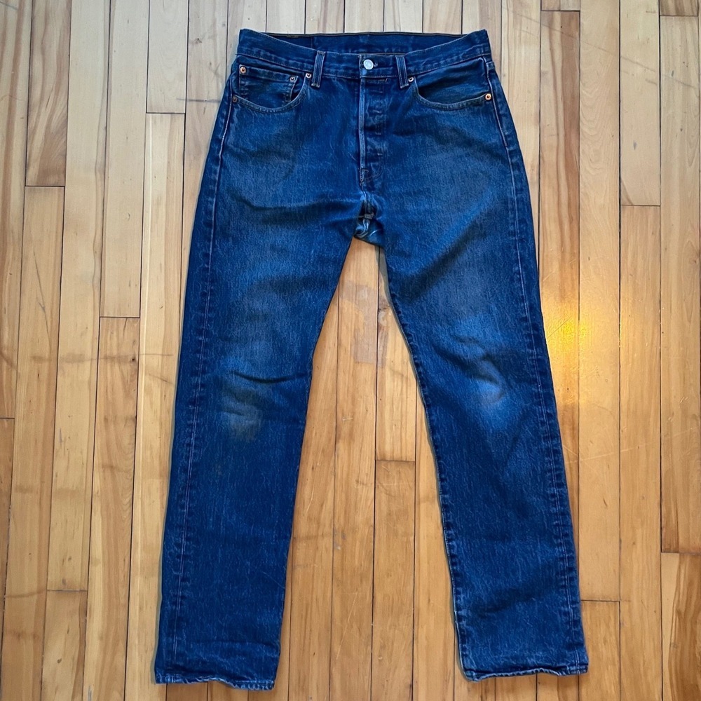 Levi Strauss & Co 501 Jeans Mens W31 L32 Button Fly Dark Wash Denim